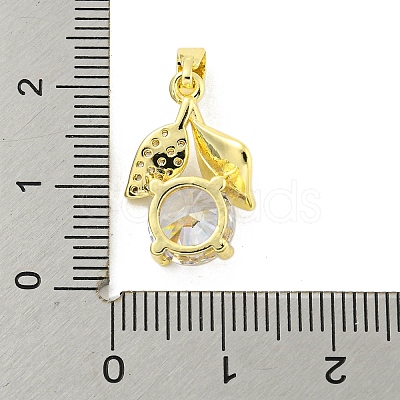 Brass Micro Pave Clear Cubic Zirconia Pendants KK-P263-06A-G-1