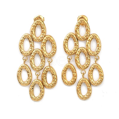 304 Stainless Steel Teardrop Tassel Stud Earrings EJEW-C164-01G-1