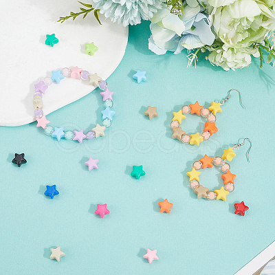 140Pcs 14 Colors Luminous Opaque Acrylic Beads SACR-SC0001-50-1