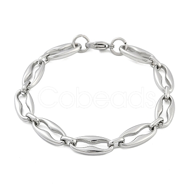 304 Stainless Steel Coffee Bean Chain Bracelets for Women Men BJEW-F488-45P-1