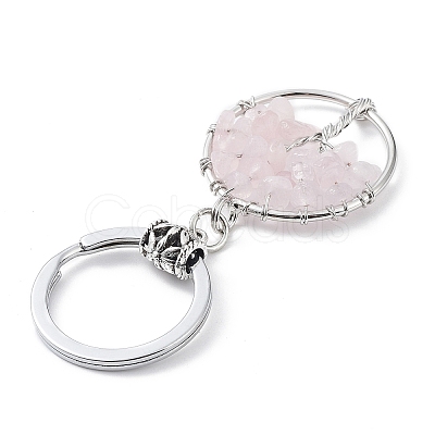 Natural Rose Quartz Keychain KEYC-E023-03E-1