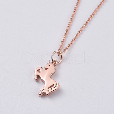 Unicorn Brass Pendant Necklaces NJEW-JN02575-M-1