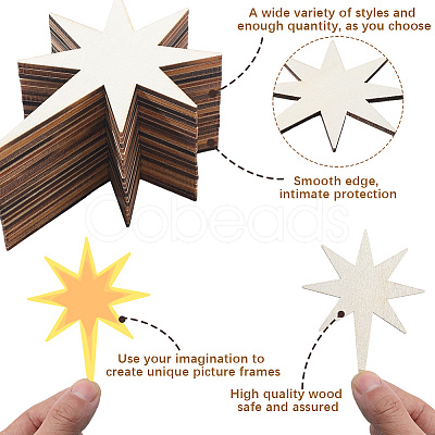 40Pcs Unfinished Wooden Star Pendants Set for Painting Arts WOOD-SP0001-43-1