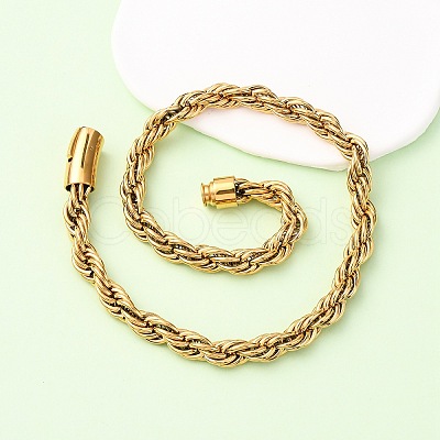 10MM 304 Stainless Steel Rope Chain Necklaces NJEW-C099-07A-G-1