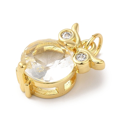 Rack Plating Brass Micro Pave Clear Cubic Zirconia Charms KK-B092-27G-1