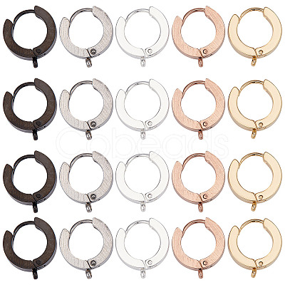 20Pcs 5 Style Stainless Steel Huggie Hoop Earrings Findings STAS-SC0004-51-1