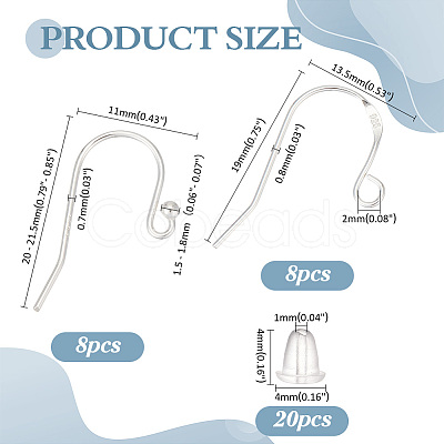 16Pcs 2 Styles 925 Sterling Silver Earring Hooks STER-ME0001-23-1