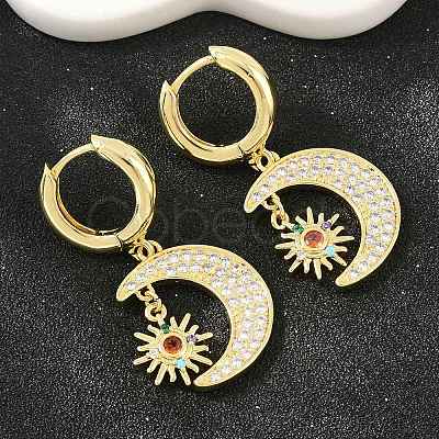 Brass Micro Pave Cubic Zirconia Hoop Dangle Earrings KK-CBA8324-05A-G-1