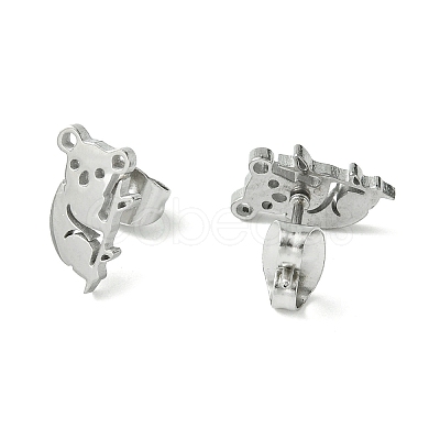Non-Tarnish Cute Little Animal Theme 304 Stainless Steel Stud Earrings EJEW-B041-02I-P-1