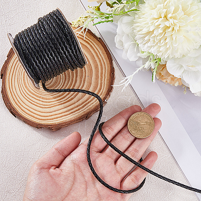 1 Roll 10M Round Braided Cowhide Cords WL-SC0001-03A-1