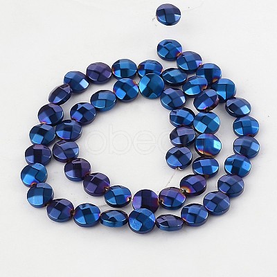 Electroplated Non-magnetic Synthetic Hematite Flat Round Bead Strands G-L368-06C-1