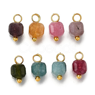 Natural Colorful Tourmaline Faceted Table Cut Cube Charms X-PALLOY-JF04367-01-1