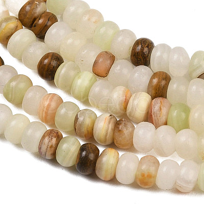 Natural Green Banded Calcite(Afghan Jade) Beads Strands G-L647-D03-4x6mm-1
