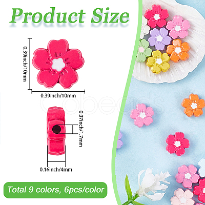 54Pcs 9 Colors Baking Paint Alloy Handmade Beads FIND-SC0020-42-1