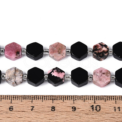 Natural Obsidian & Rhodonite Beads Strands G-N358-03A-04-1