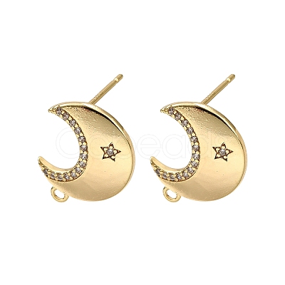 Brass Micro Pave Clear Cubic Zirconia Stud Earring Findings LS-KK-G530-03G-1
