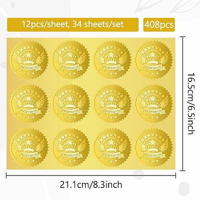 34 Sheets Self Adhesive Gold Foil Embossed Stickers DIY-WH0509-083-1