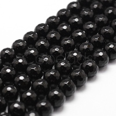 Natural Dyed & Heated Black Onyx Beads Strands G-D840-22-10mm-1