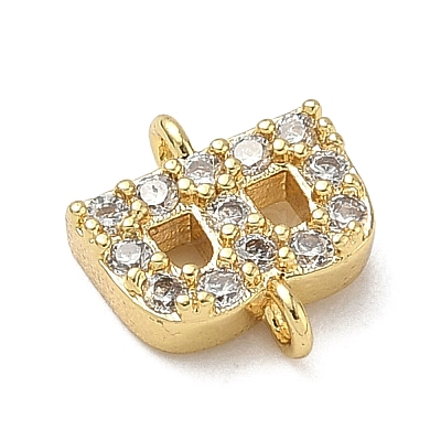 Brass Micro Pave Clear Cubic Zirconia Letter Links Connector Charms KK-I382-07G-B-1