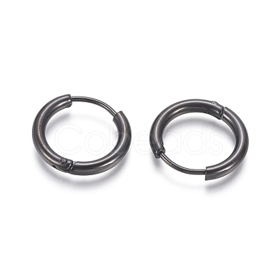 304 Stainless Steel Huggie Hoop Earrings EJEW-F111B-17mm-B-1