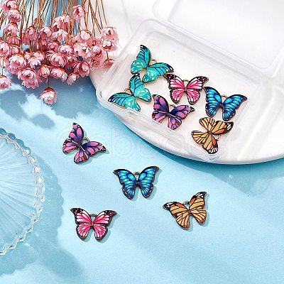 10Pcs 5 Colors Printed Alloy Pendants ENAM-YW0003-19-1