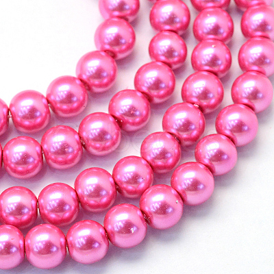 Baking Paint Pearlized Glass Pearl Round Bead Strands HY-Q003-4mm-54-1