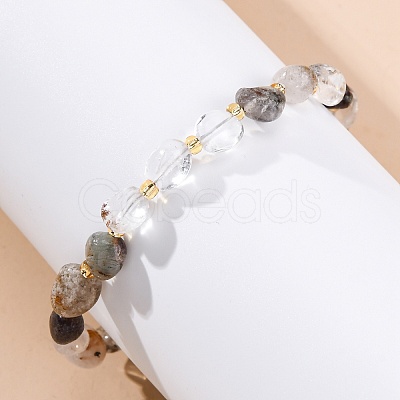Natural Lodolite Quartz Beaded Bracelets for Women G-P563-07P-11-1