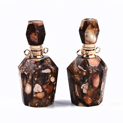 Assembled Synthetic Bronzite and Imperial Jasper Openable Perfume Bottle Pendants G-S366-058G-1