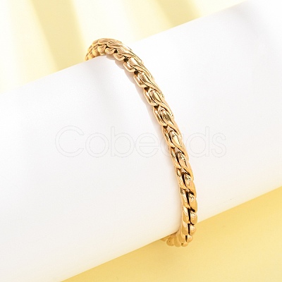 304 Stainless Steel Twisted Curb Chain Bracelets for Women BJEW-F529-05G-1