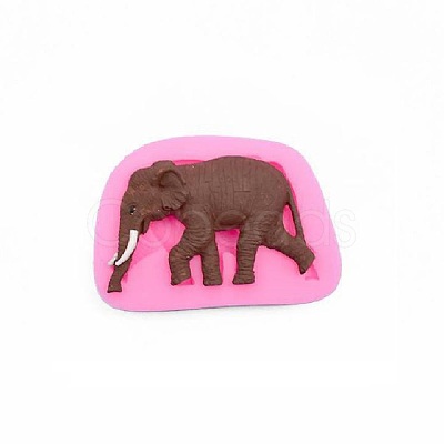 Elephant Design DIY Food Grade Silicone Molds AJEW-L054-30-1