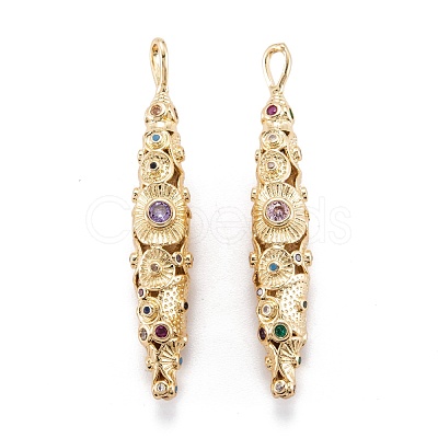 Real 18K Gold Plated Brass Micro Pave Cubic Zirconia Pendants ZIRC-M114-54G-1
