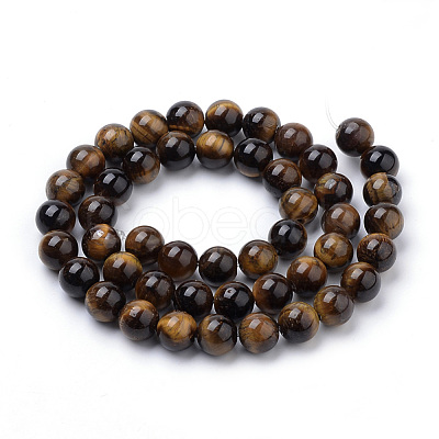 Natural Tiger Eye Beads Strands X-G-S259-21-10mm-1