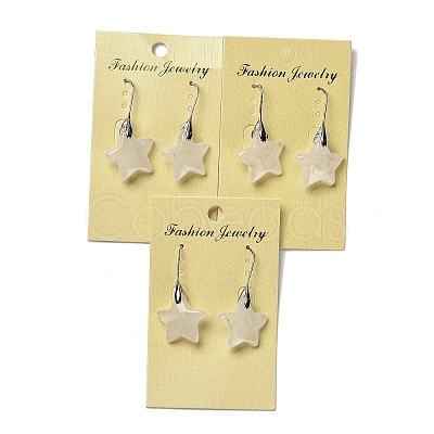 Natural Quartz Crystal Star Dangle Earrings EJEW-I315-03P-09-1