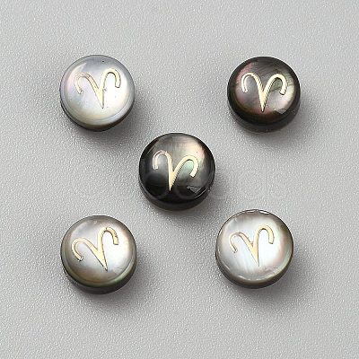 Natural Black Lip Shell Gold Enamel Beads SSHEL-WH0007-01A-1