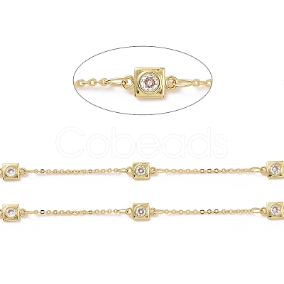 Clear Cubic Zirconia Square Link Chains CHC-G016-02G-1