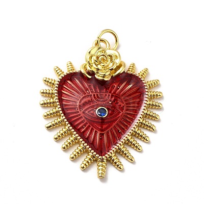 Rack Plating Brass Enamel Pendants KK-M230-27G-1