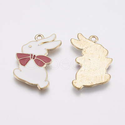 Zinc Alloy Enamel Bunny Pendants X-PALLOY-I124-29G-1