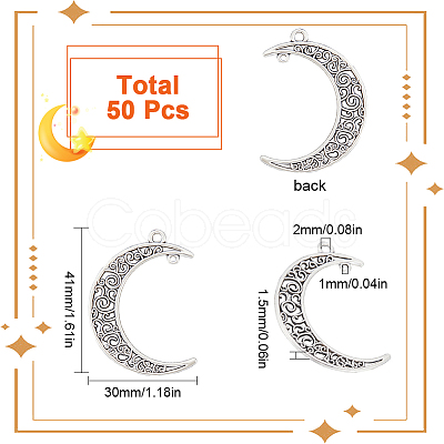 50Pcs Tibetan Style Alloy 2-Loop Connector Charms TIBE-SC0009-30-1