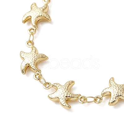 304 Stainless Steel Starfish Link Chains Bracelets for Women BJEW-JB13429-1