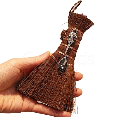 Natural Amethyst Witch Altar Broom Charm Ornament PW-WG45CD3-10-1