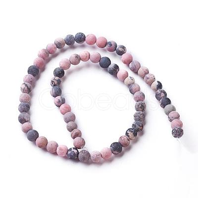 Frosted Natural Rhodonite Round Bead Strands G-E487-12-10mm-1