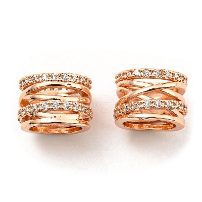 Rack Plating Brass Micro Pave Cubic Zirconia European Beads KK-F856-09RG-1