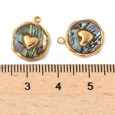 304 Stainless Steel Pave Natural Paua Shell Pendants X-STAS-F319-02B-G01-1