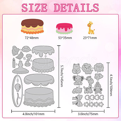 Birthday Animal Cake Carbon Steel Cutting Dies Stencils DIY-WH0309-1957-1