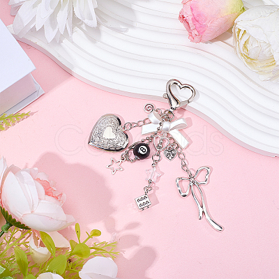 1Pc Heart with Bowknot Alloy Pendant Decorations KEYC-BM0001-22-1