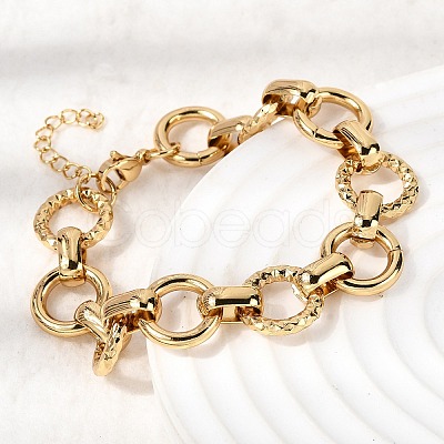 304 Stainless Steel Link Chain Bracelets for Women BJEW-P388-02B-G-1