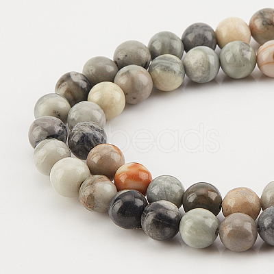 2 Strands Round Natural Polychrome Jasper/Picasso Stone/Picasso Jasper Beads Strands G-OC0002-72-1