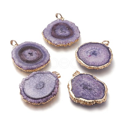 Dyed Natural Druzy Solar Quartz Crystal Pendants G-F693-01D-G-1
