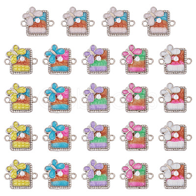 24Pcs 6 Colors Alloy Enamel Connector Charms FIND-TA0009-52-1