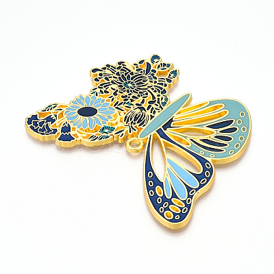 Rack Plating Alloy Enamel Big Pendants ENAM-N056-397-G-1
